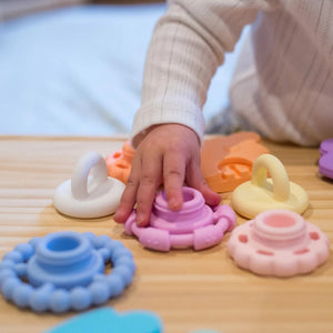 Rainbow Stacker and Teether Toy - Rainbow Pastel