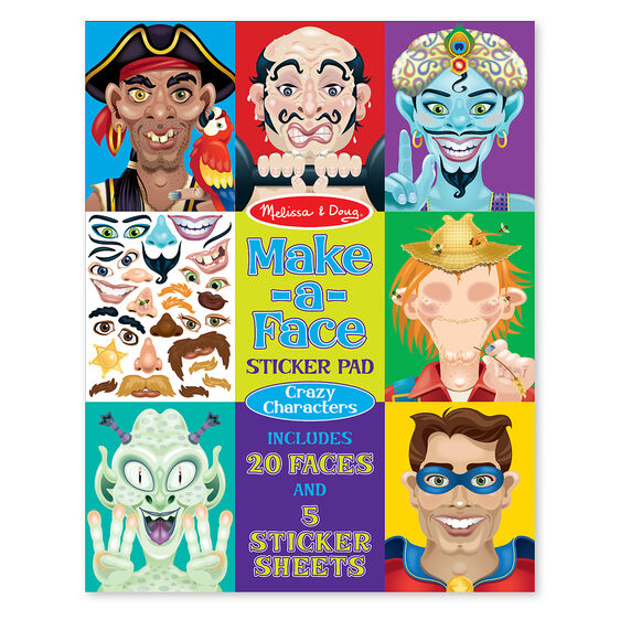 Make-a-Face Crazy Characters Sticker Pad